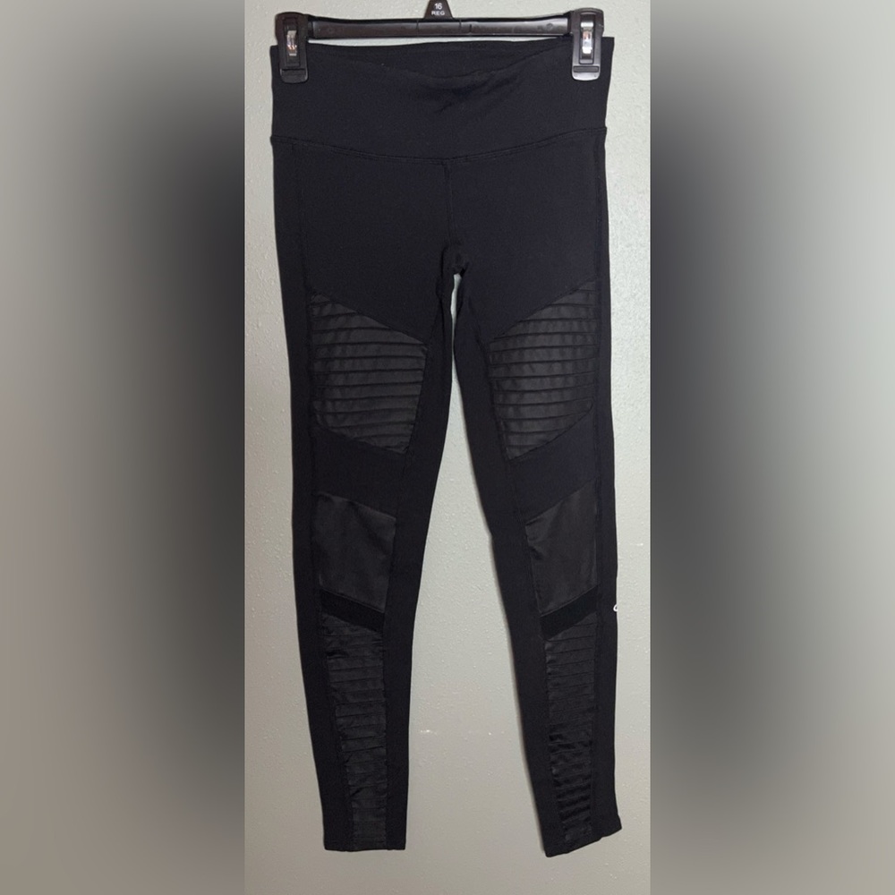 ALO Yoga Black Moto-Panel Leggings